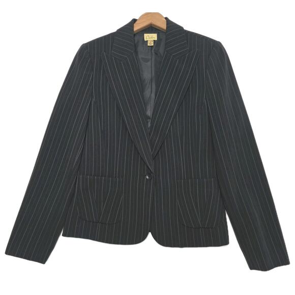 Caslon Jackets & Blazers - Caslon Blazer Womens Black Gray Pinstripe Jacket Size 8 Office Work Career